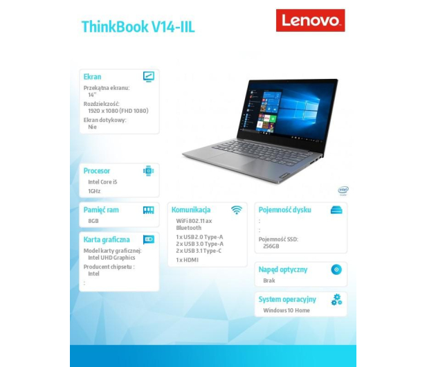 Lenovo ThinkBook 14 i5-1035G1/8GB/256/Win10 - 628388 - zdjęcie 4